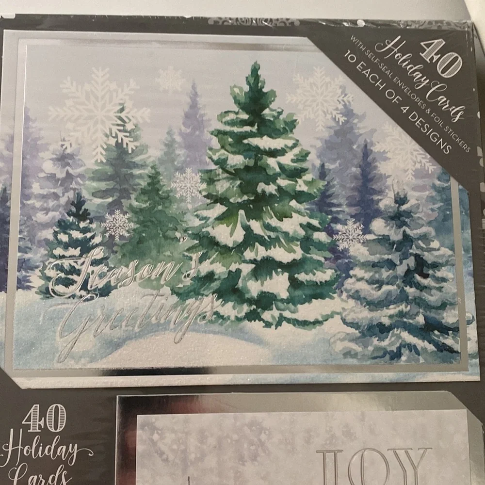 NEW SEALED BOX SET 40 Holiday Christmas Cards Self-Sealing Envelopes & Stickers